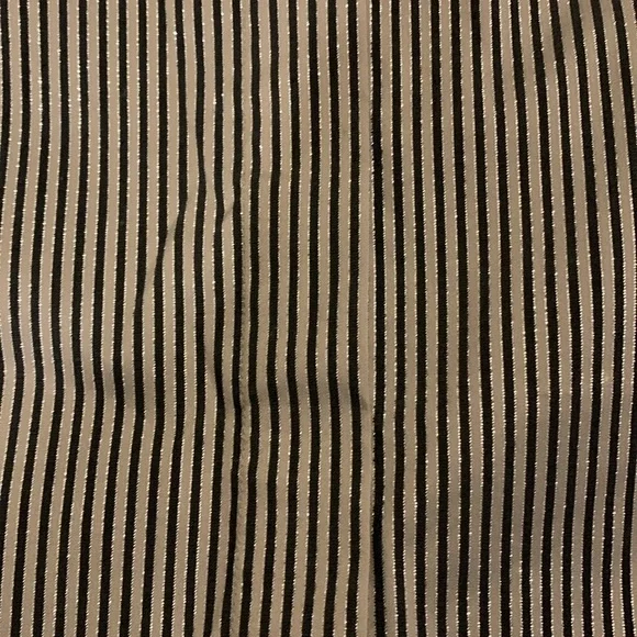 LAFAYETTE 148 NY Stripe Shimmer Button Down Long Sleeve Blouse Black Beige SZ 10 - Picture 5 of 16